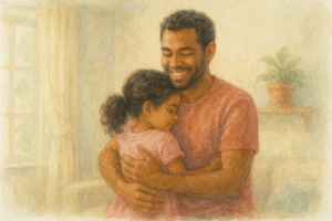 Pequeños gestos de amor entre padre e hija, fortaleciendo el vínculo emocional - acuarela